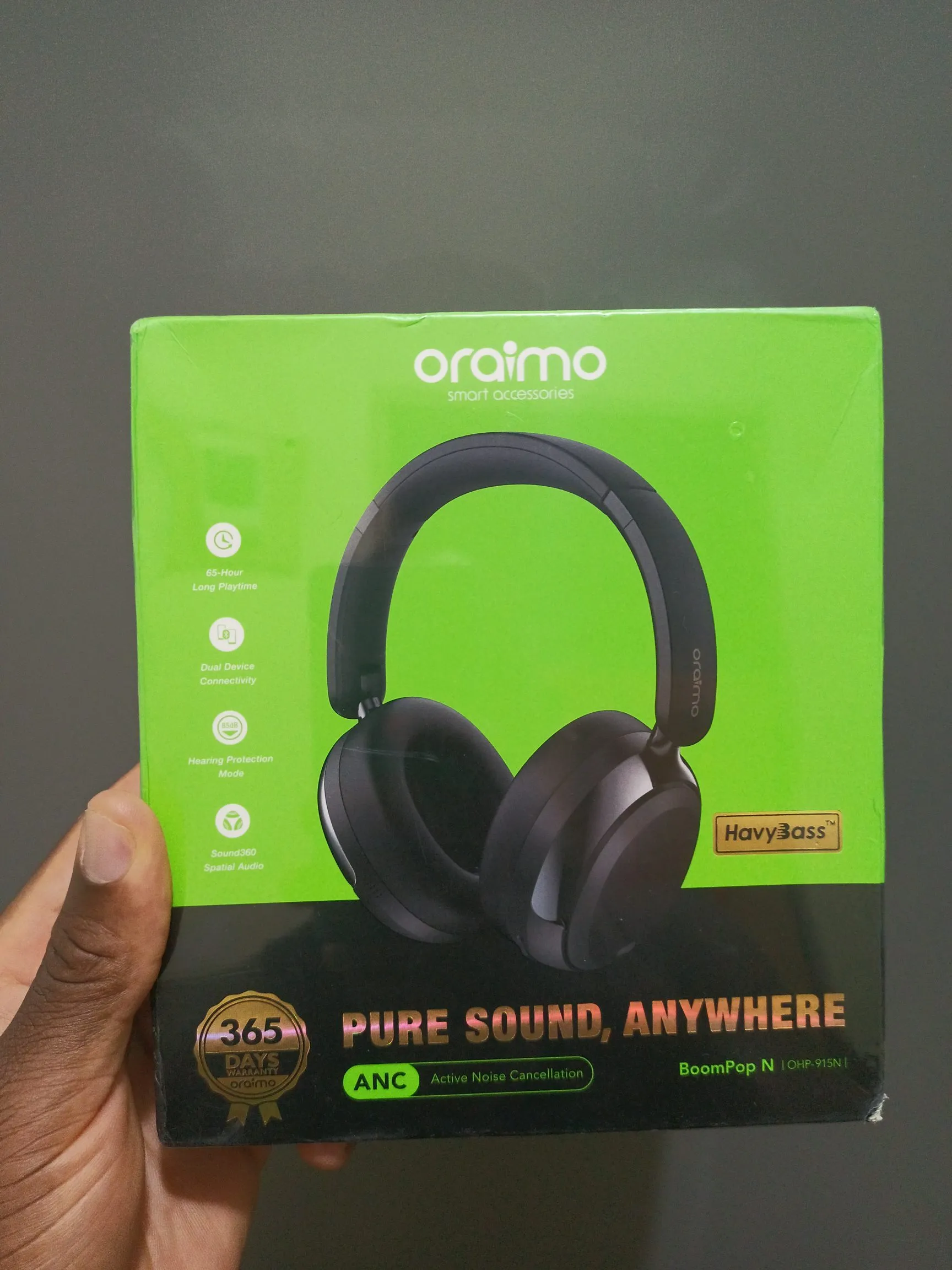 oraimo BoomPop N Wireless Hybrid Noise Cancelling Over-Ear Headphones